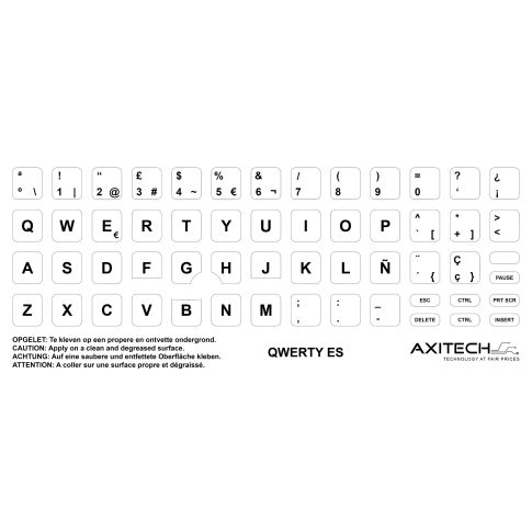 Axitech Notebook Keyboard Stickers Qwerty Spain White